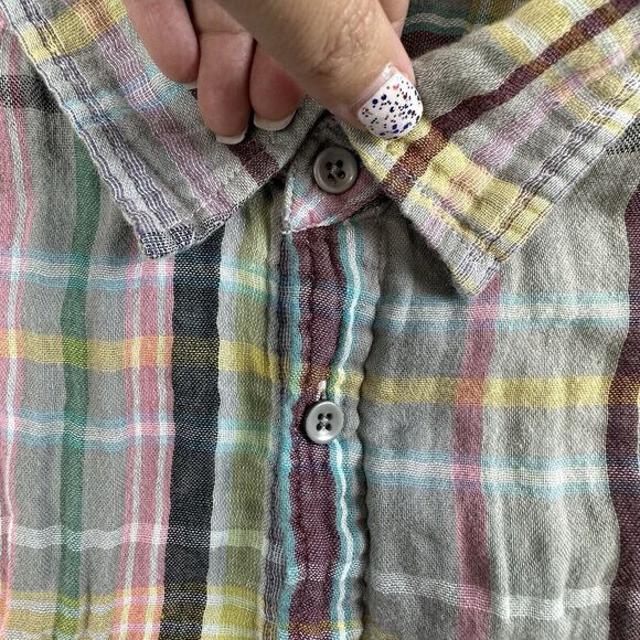 Carbon 2 Cobalt Shirt Mens Large Multi Plaid Double Weave Long Sleeve Button Up - Picture 7 of 9